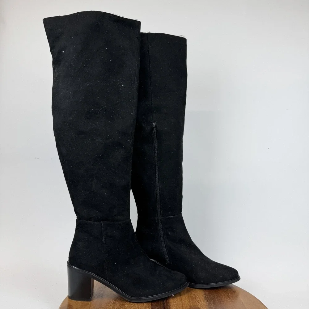 New Womens Seychelles Paradise City Black Faux Suede Over The Knee Boots Size 11